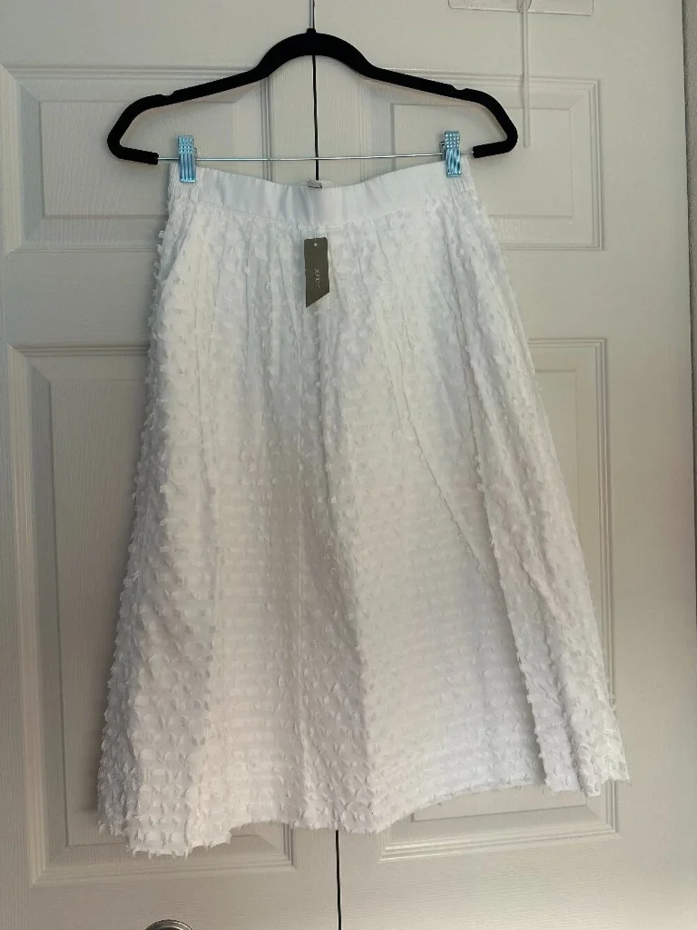 NWT J. Crew White Clip Dot Flared Midi 100% Cotton Skirt Sz 4